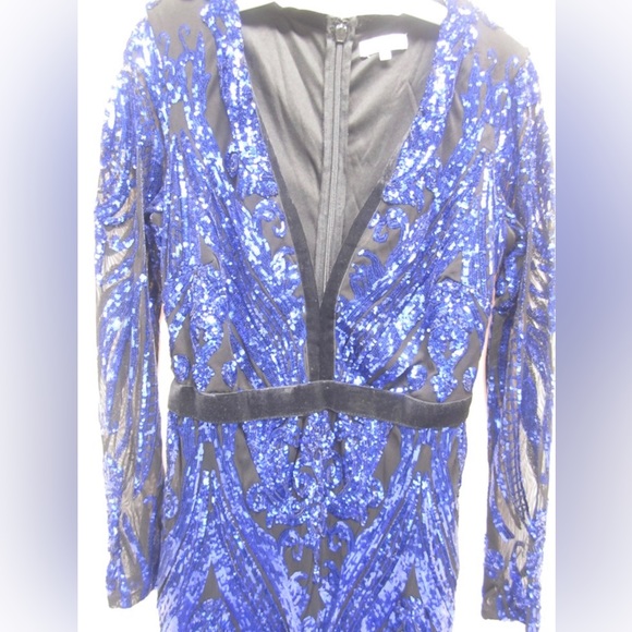 Stephanie Pratt Sequin Evening Formal Prom Party Wedding Blue Dress Sz 8 - Picture 3 of 5
